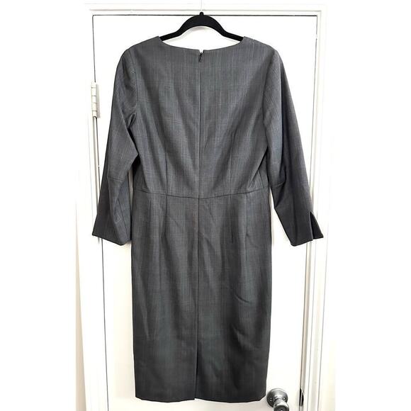 PENDLETON Gray Plaid 3/4 Split-Sleeve Virgin Wool Below-Knee Midi Dress - Sz 8 - Picture 7 of 7